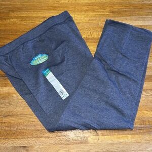 NWT Hanes Women Small Navy Heather ComfortSoft Fleece Open Bottom Lounge Pants